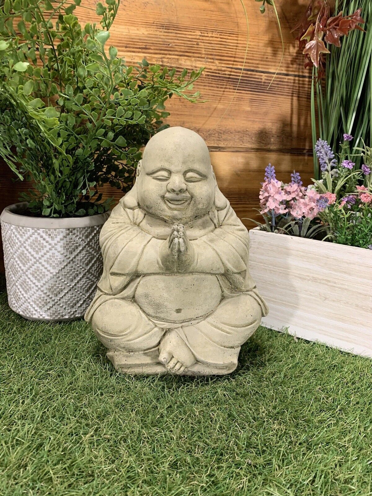 Stone Garden Happy Smiling Praying Buddha Buddha Statue Ornament