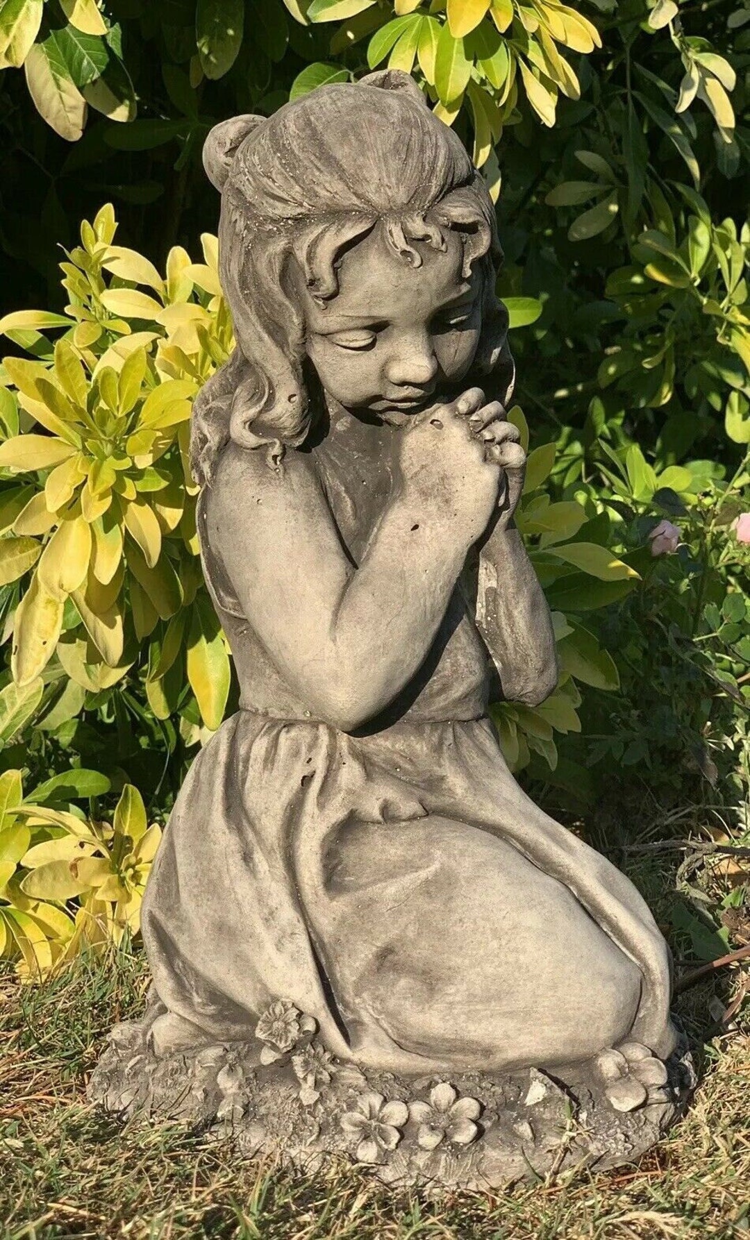 Stone Garden Cute Praying Girl Large Statue Ornament - Etsy UK