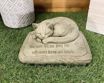 Stone Garden Memorial Cat Verse Statue Ornament