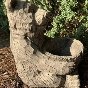 Stone Garden Detailed Bear Planter Plant Pot Ornament Gift image 4