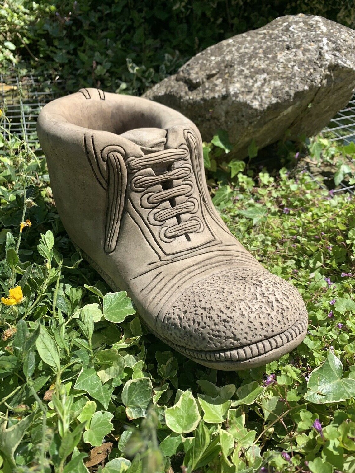Stone Garden Detailed Boot Planter Concrete Ornament Etsy Australia