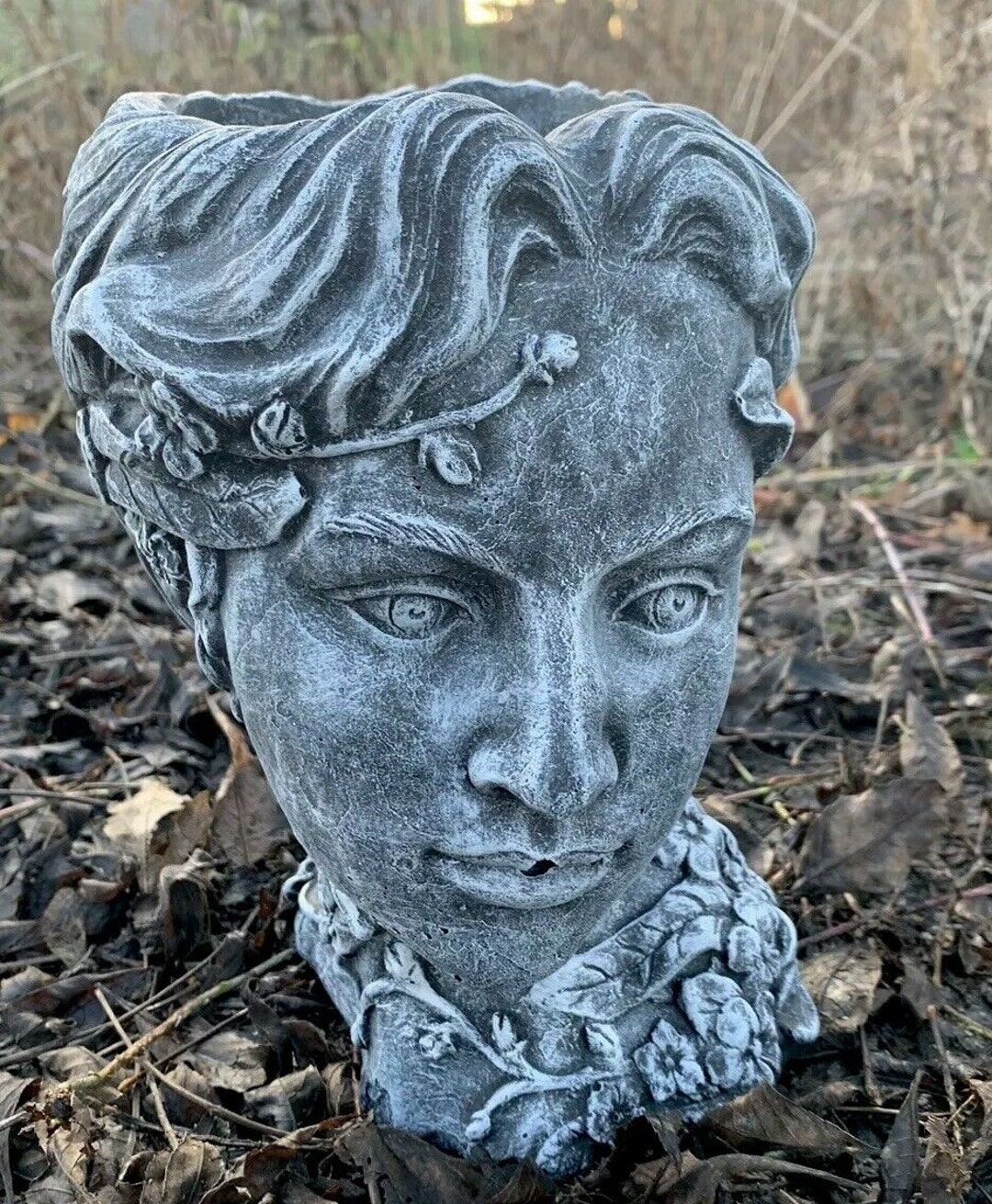 Stone Garden Female Bust Planter Plant Pot Statue Ornament Etsy