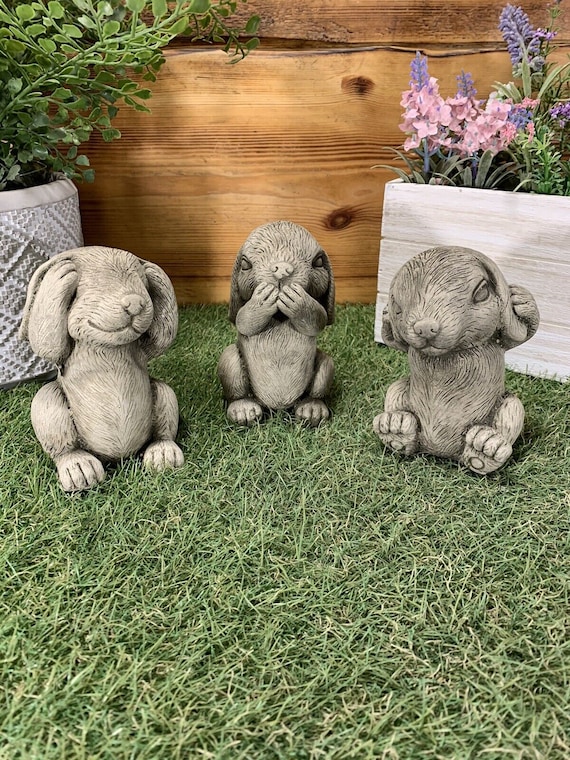 Stone Garden See Hear Speak No Evil Rabbits Cute Gift Ornament - Etsy