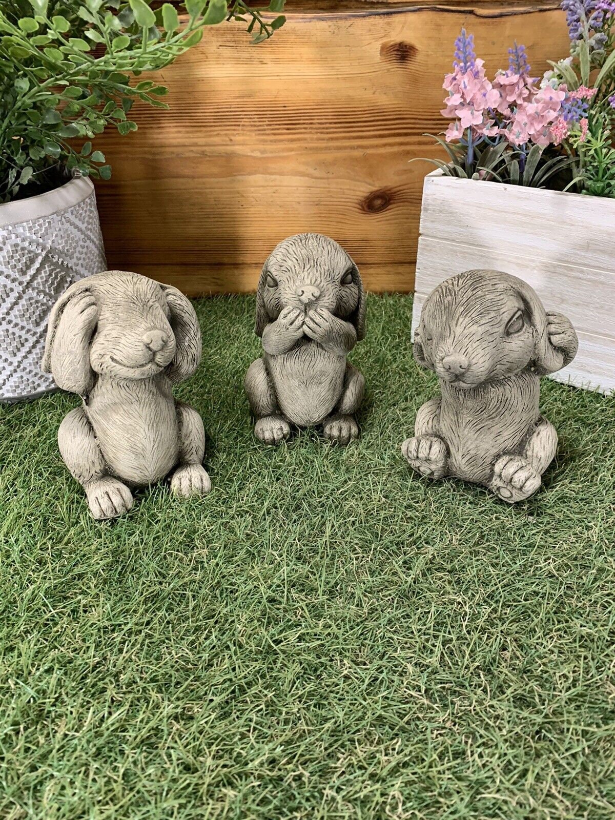 Stone Garden See Hear Speak No Evil Rabbits Cute Gift Ornament - Etsy