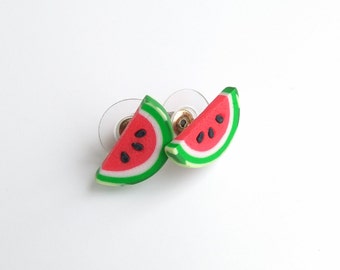 Boucles d'oreilles tranche de pastèque watermelon fruit rétro vintage pinup