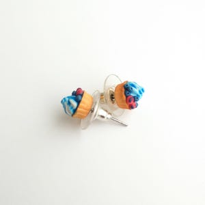 Blueberry cupcake stud earrings, Tiny food post earring, Miniature food jewelry