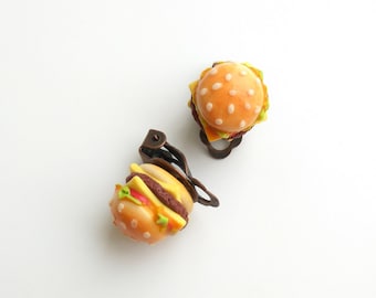 Brincos de Presilha de Cheeseburger: Joias de Comida em Miniatura, Presente de Fast Food