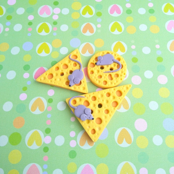 Cheese buttons Mouse button set Large buttons Unique buttons Cute mouse Embellishment Buttons Collecting Decorative buttons Cute buttons set