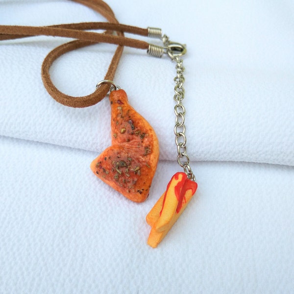 Fried chicken leg necklace Funny food jewelry Chicken pendant Miniature food Breakfast jewelry Chef gift Chicken jewelry Inedible jewelry