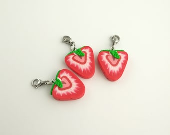 Strawberry charms, Berry jewelry, Fruit slice pendant, Juicy fruits charm