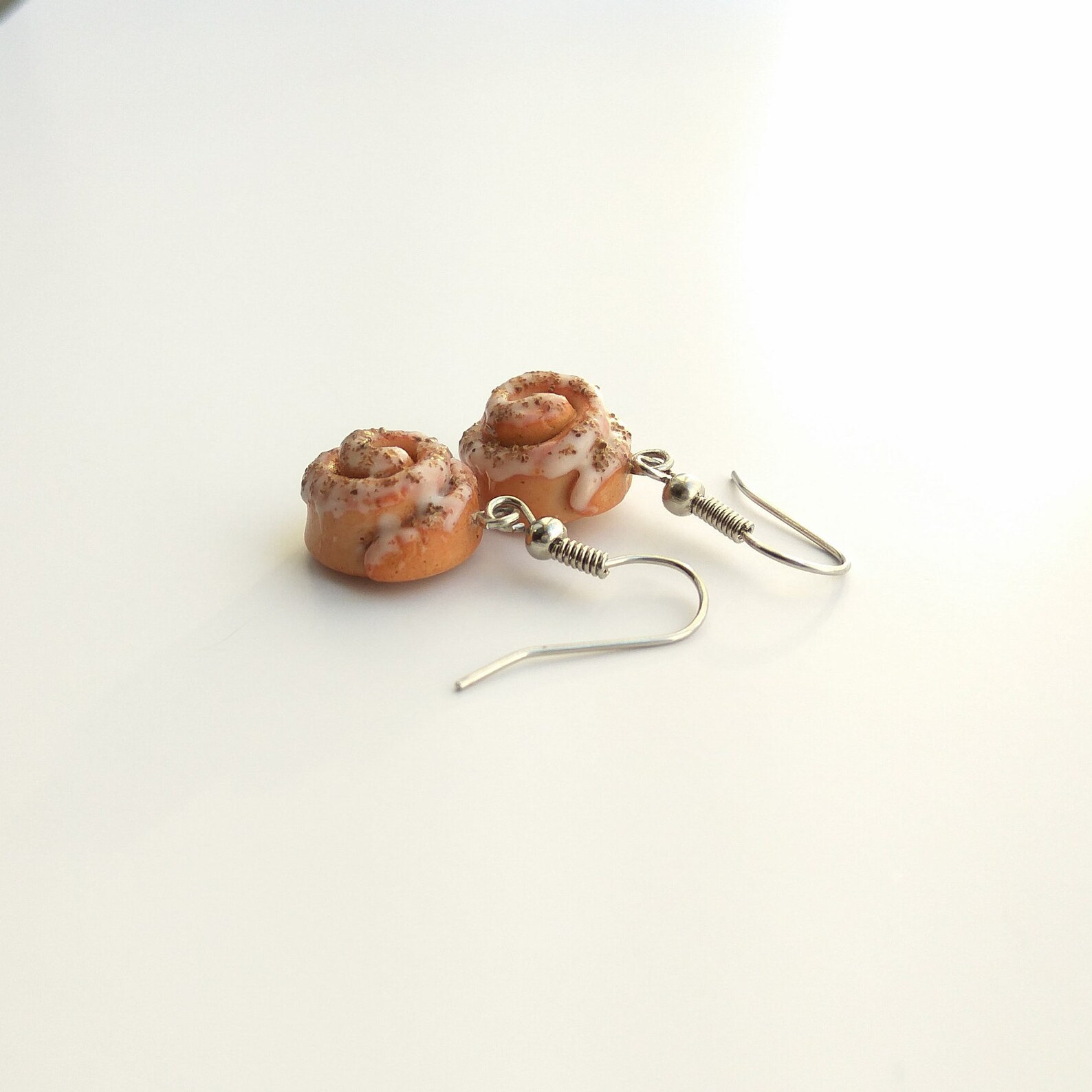 Cinnamon bun dangle earrings Cinnamon roll polymer clay Etsy