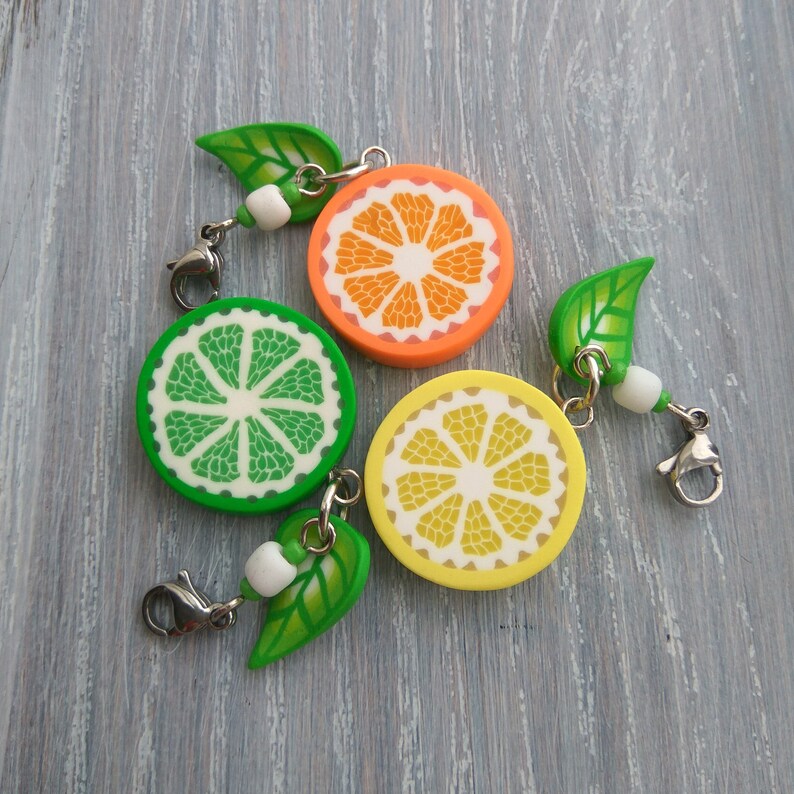 Lemon Orange Lime Charm Cute keychains Handbag charms Citrus Etsy