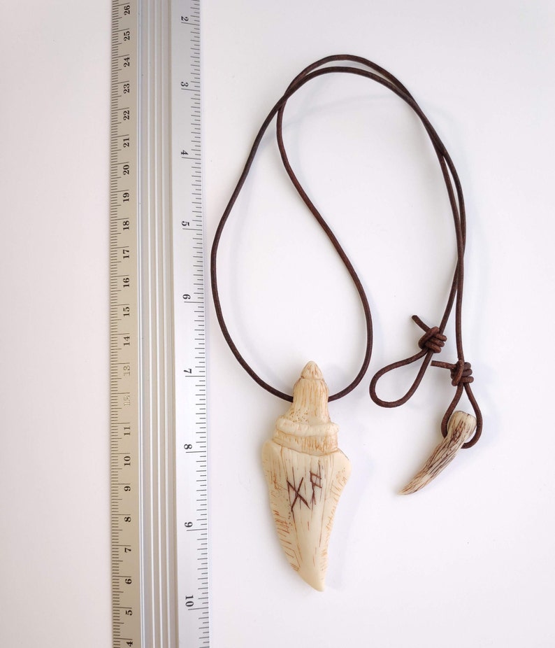 Dragon Tooth necklace with Norse futhark runes Protection Etsy