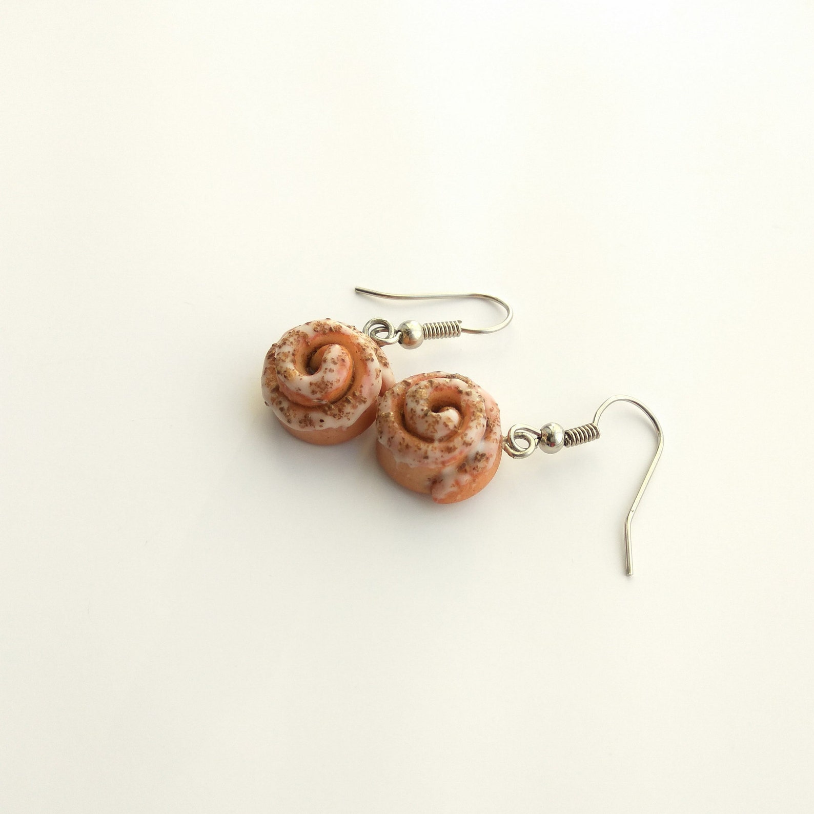 Cinnamon bun dangle earrings Cinnamon roll polymer clay Etsy