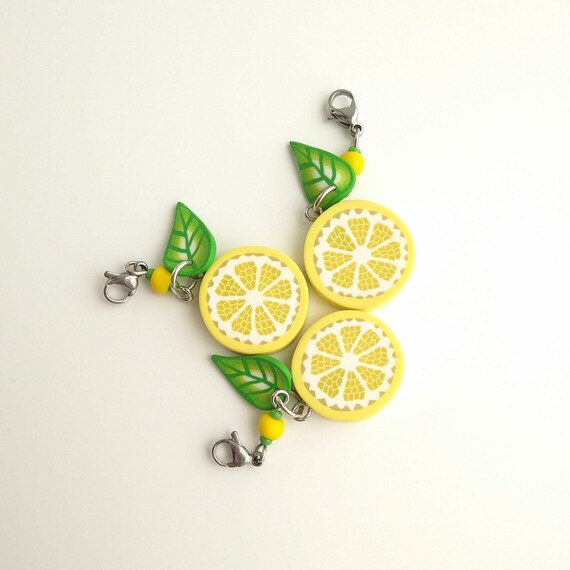 Lemon Orange Lime Charm Cute keychains Handbag charms Citrus fruit jewelry Food charms Lemon