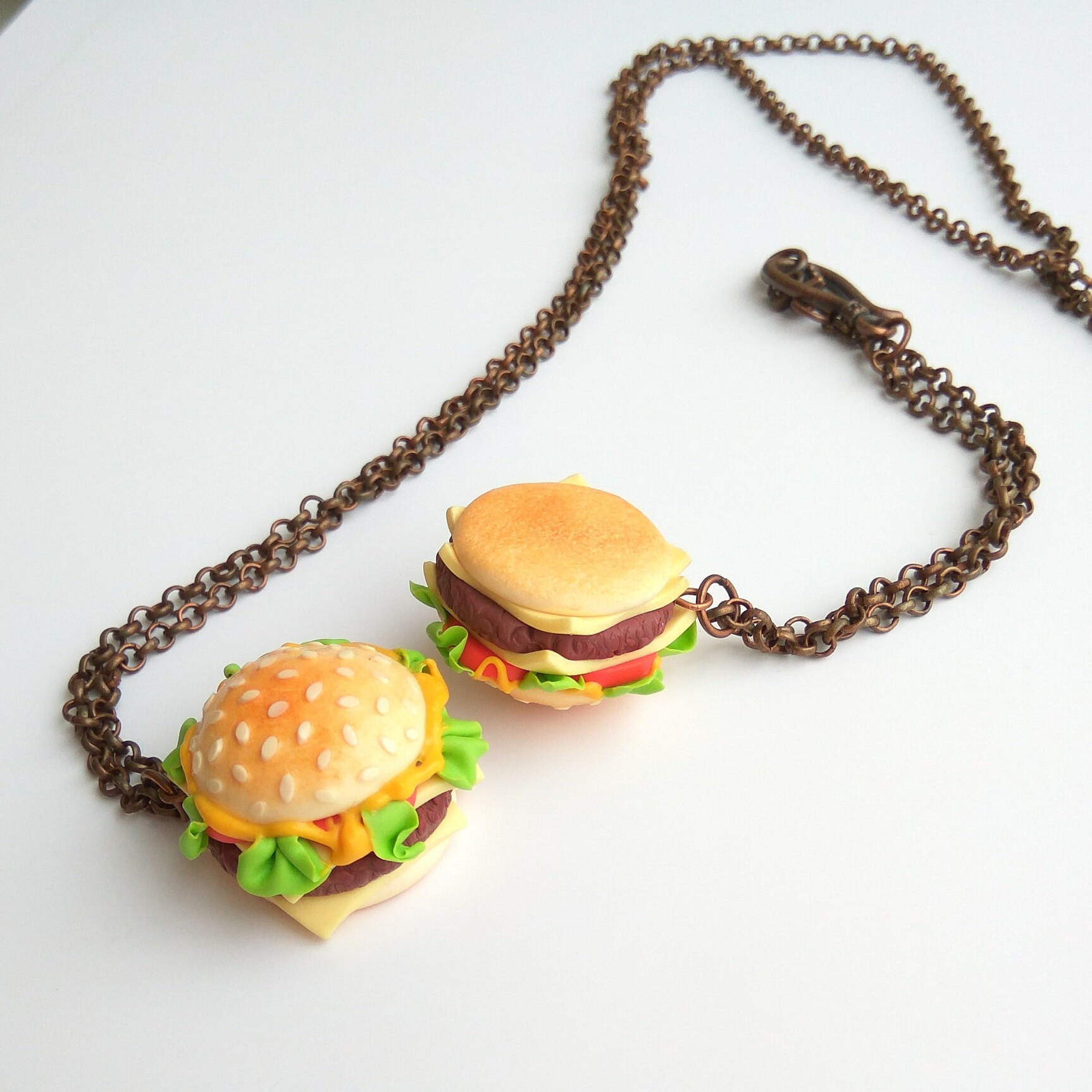 Hamburger Necklace Burger Jewelry Set Cheeseburger Fast Food Etsy