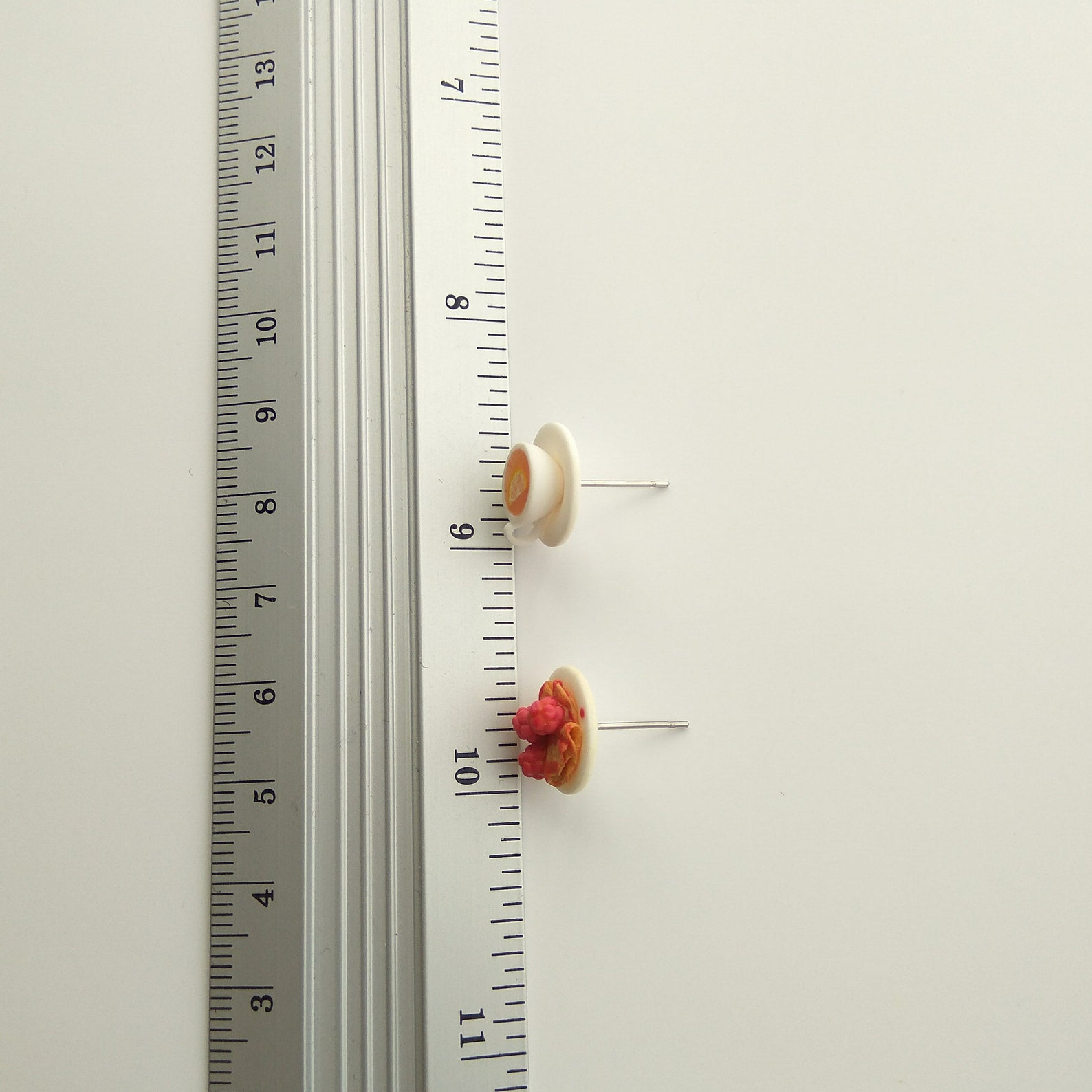 Teacup Earrings Stud Tea Lover Gift Tiny Pancake Earring Cake Etsy