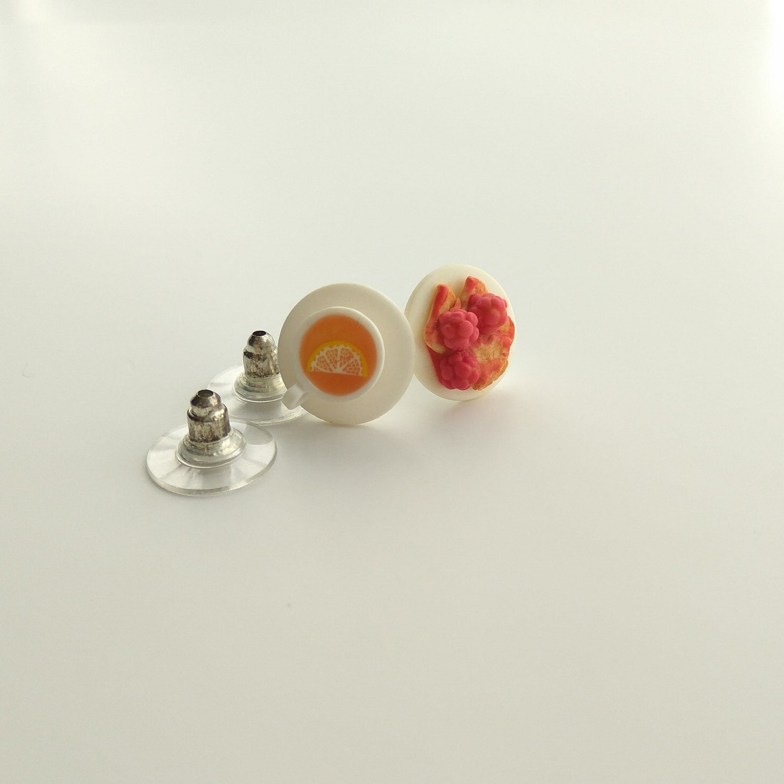 Teacup Earrings Stud Tea Lover Gift Tiny Pancake Earring Cake Etsy