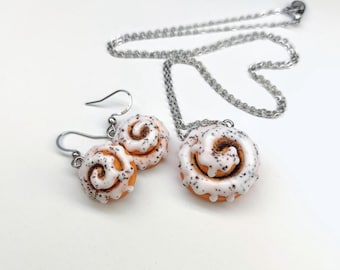 Handgemaakte kaneelrol polymeerklei sieraden: oorbellen of ketting