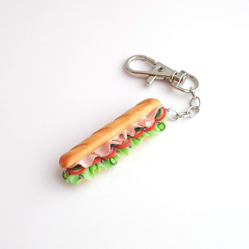 Ham Sandwich Charm Food Keychain Fast Food Jewelry Etsy