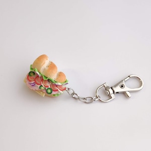 Porte-clés sandwich, Bijoux pour le petit-déjeuner, Cadeau de faux aliments