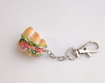 Sandwich keychain, Breakfast jewelry, Fake food gift