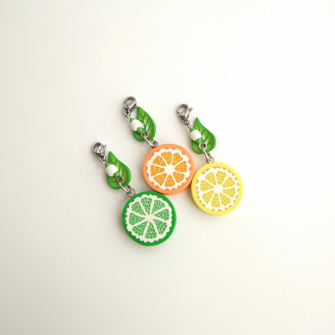 Lemon Orange Lime Charm Cute keychains Handbag charms Citrus Etsy