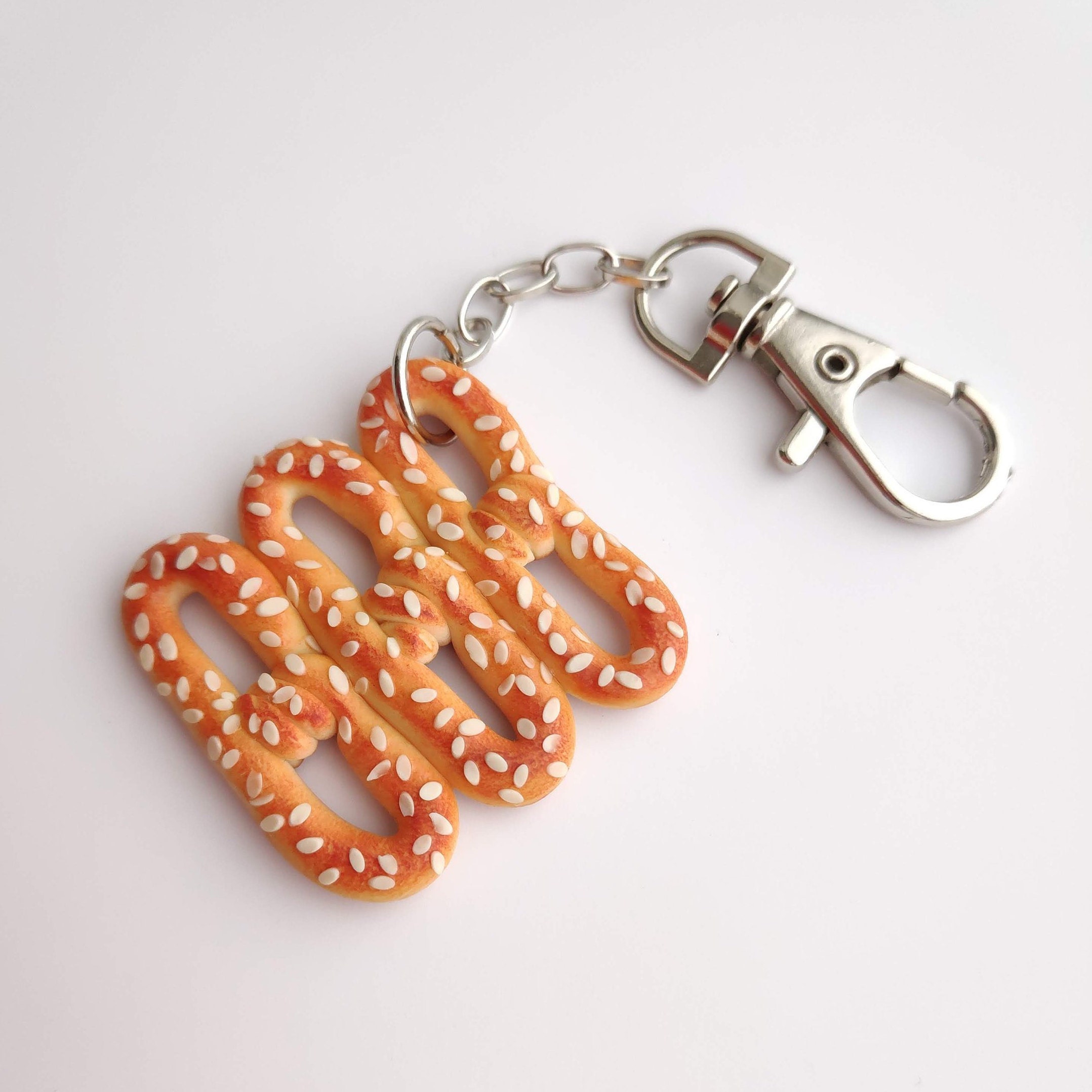 Pretzel Keychain Philly Pretzel Polymer Clay Charms Food