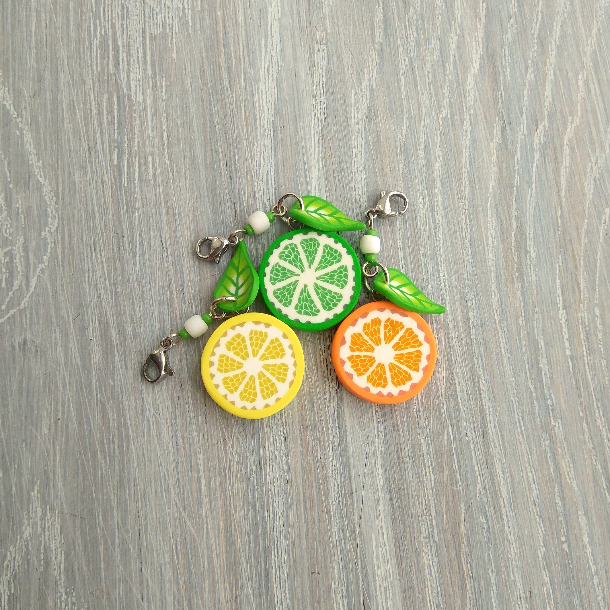 Lemon Orange Lime Charm Cute keychains Handbag charms Citrus Etsy