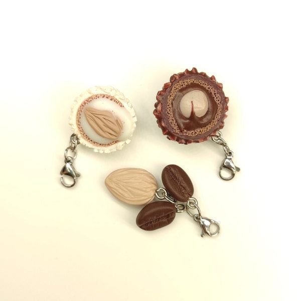 Ferrero rocher and Raffaello jewelry, Coffee and almond food charms, Chocolate candy set of 3 charms