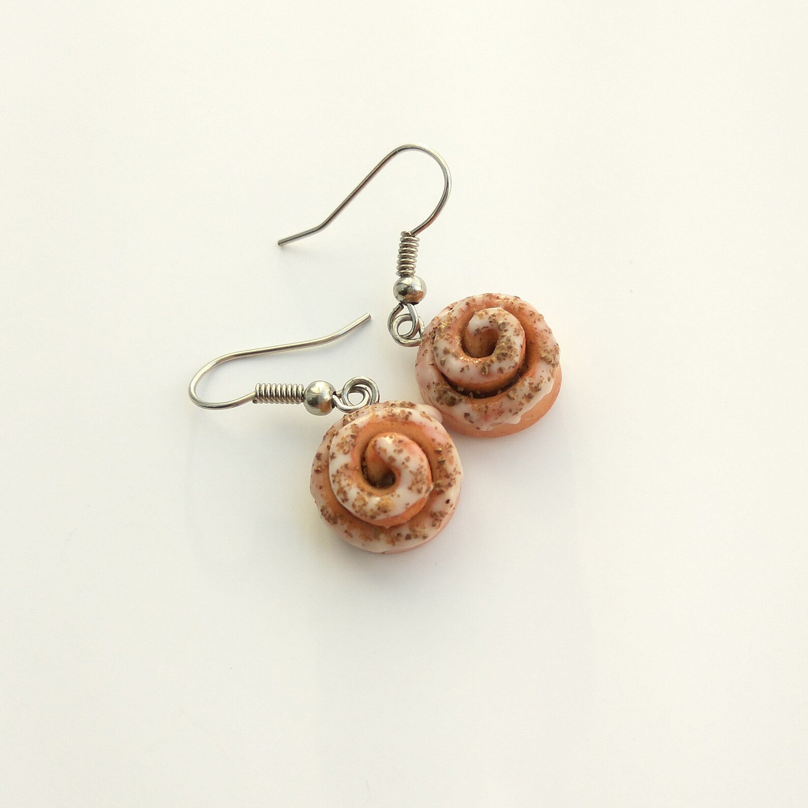 Cinnamon bun dangle earrings Cinnamon roll polymer clay Etsy