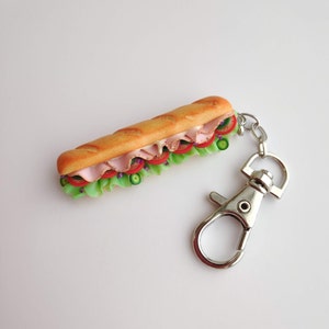 breloque sandwich au jambon, porte-clés nourriture, bijoux de restauration rapide