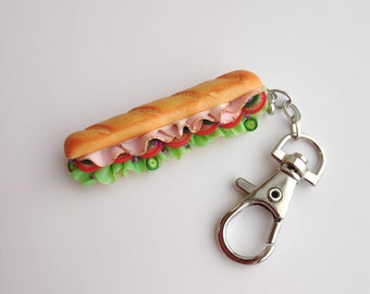 Ham sandwich charm, Food keychain, Fast food jewelry