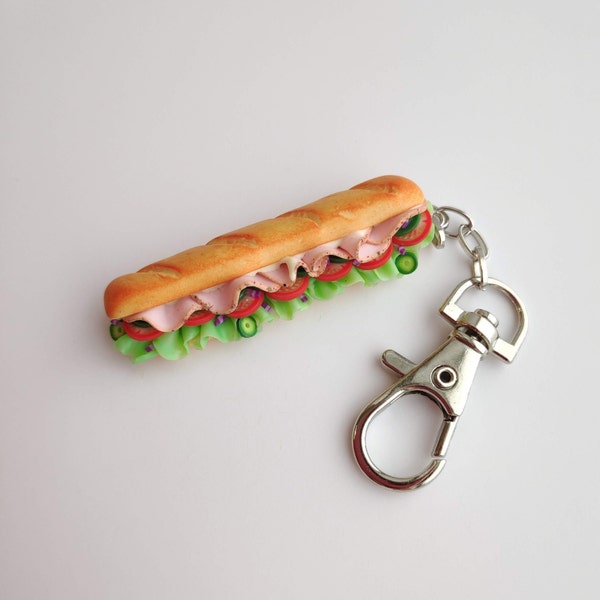 Ham sandwich charm, Food keychain, Fast food jewelry