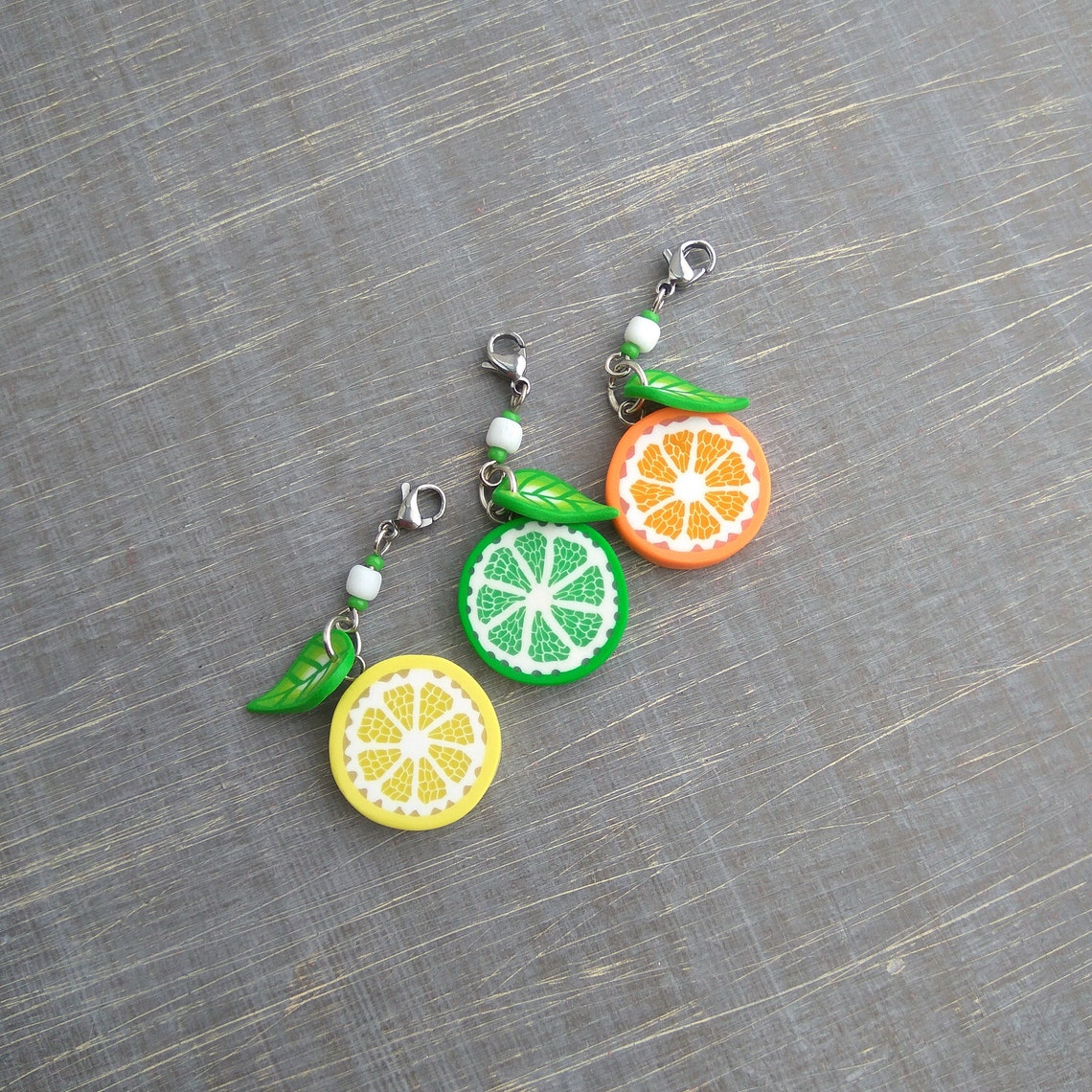 Lemon Orange Lime Charm Cute keychains Handbag charms Citrus Etsy
