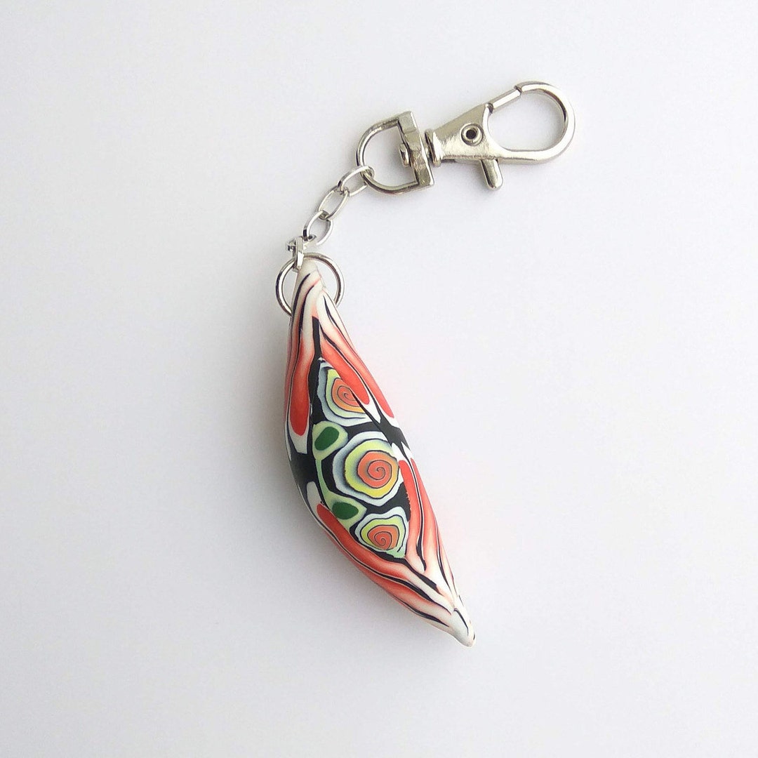 Handmade Polymer Clay Crescent Moon Keychain: Floral Fantasy Charm - Etsy