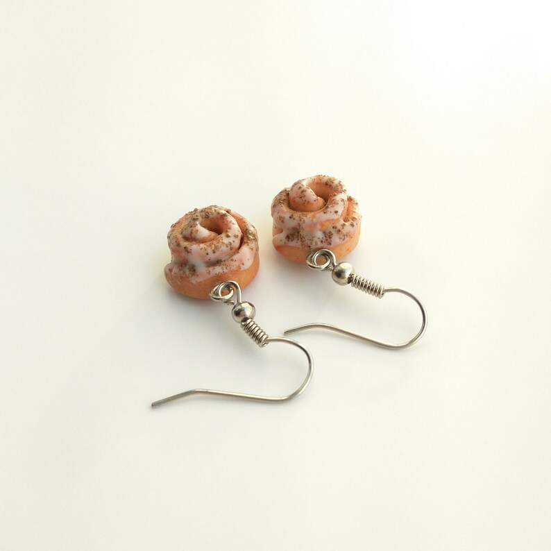 Cinnamon bun dangle earrings Cinnamon roll polymer clay Etsy