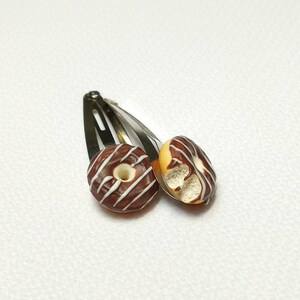 Chocolate Donut Hair Clips, Donut Party Gift, Miniature Food Jewelry