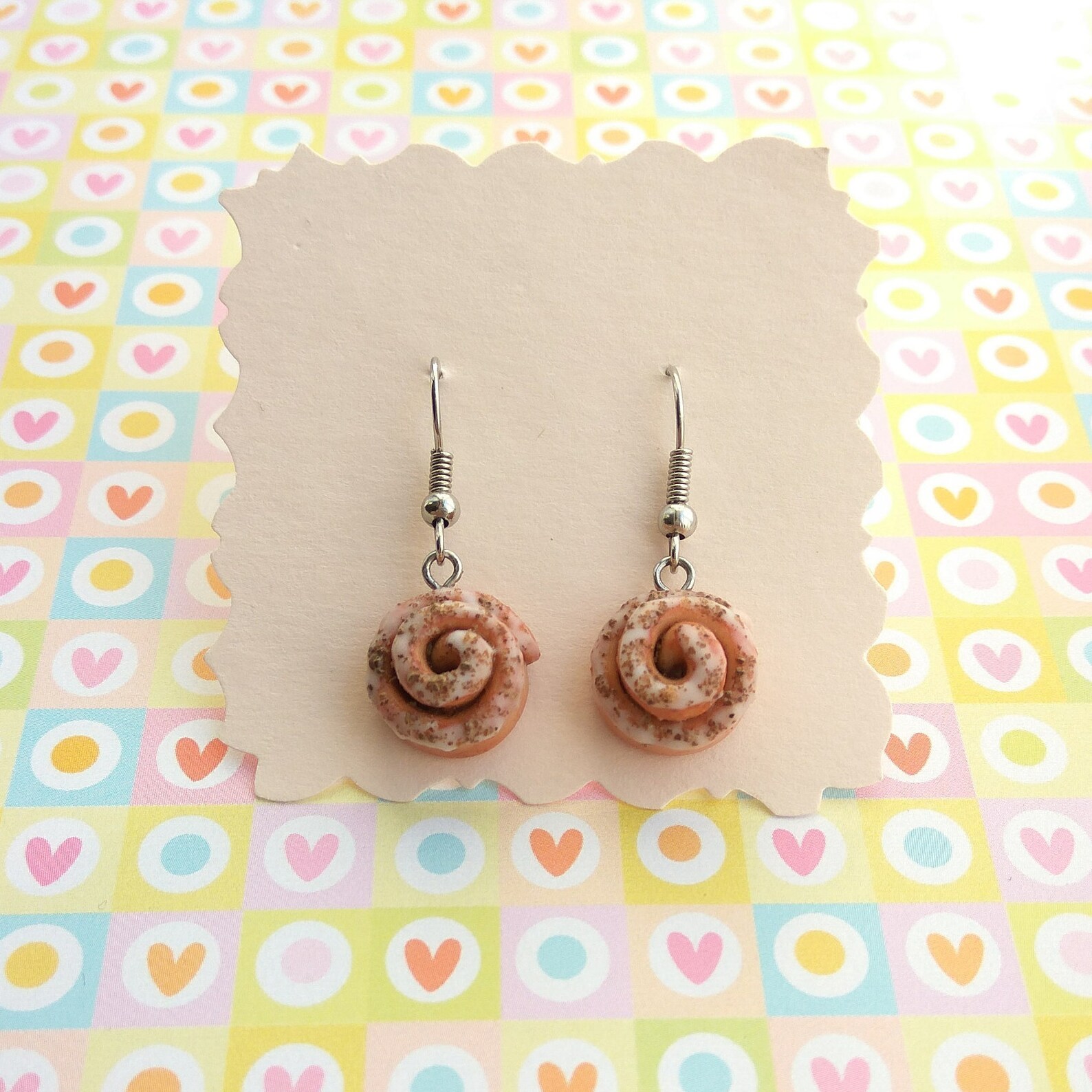 Cinnamon bun dangle earrings Cinnamon roll polymer clay Etsy