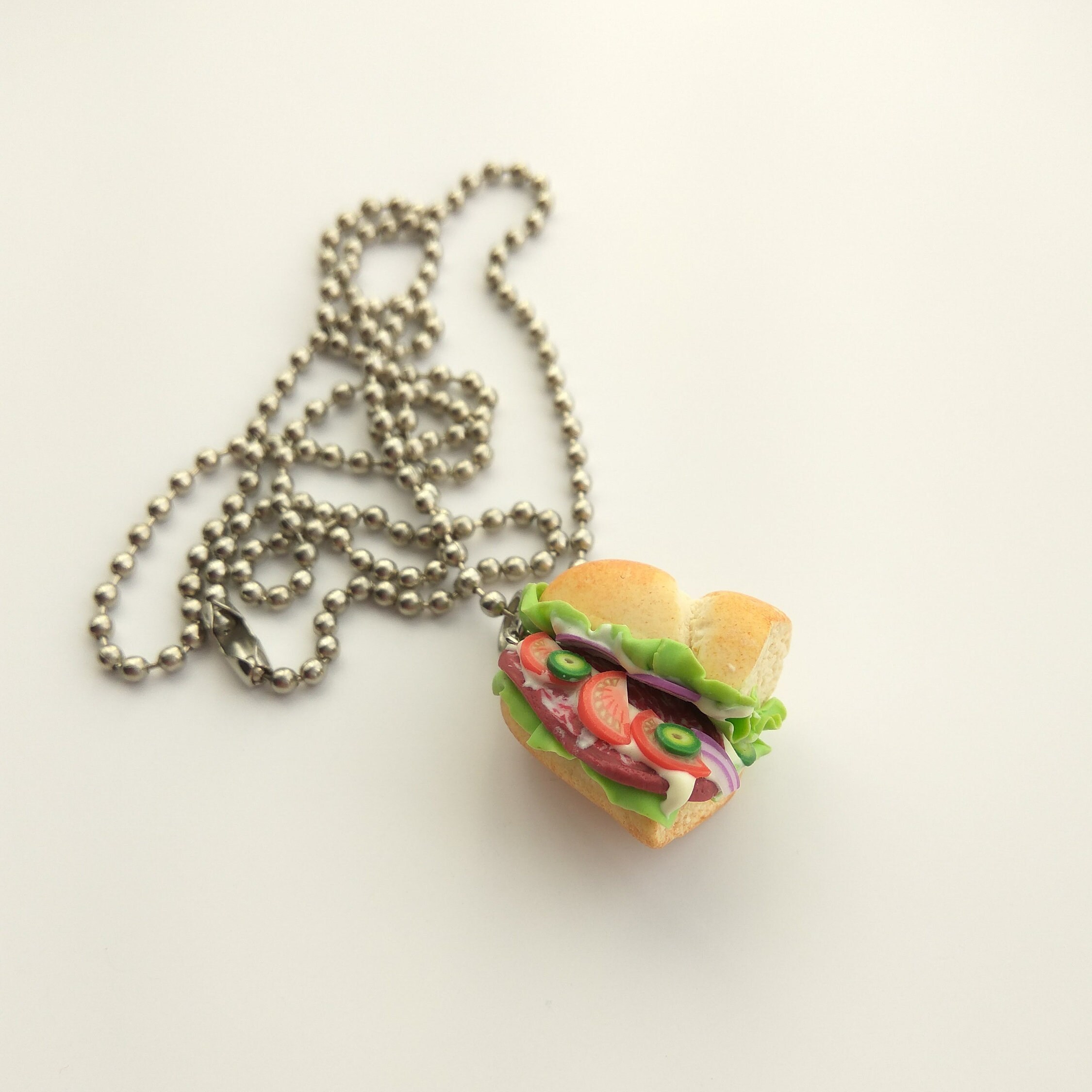 Sausage Sandwich Necklace Baker Mums Gift Fake Food Necklace Etsy