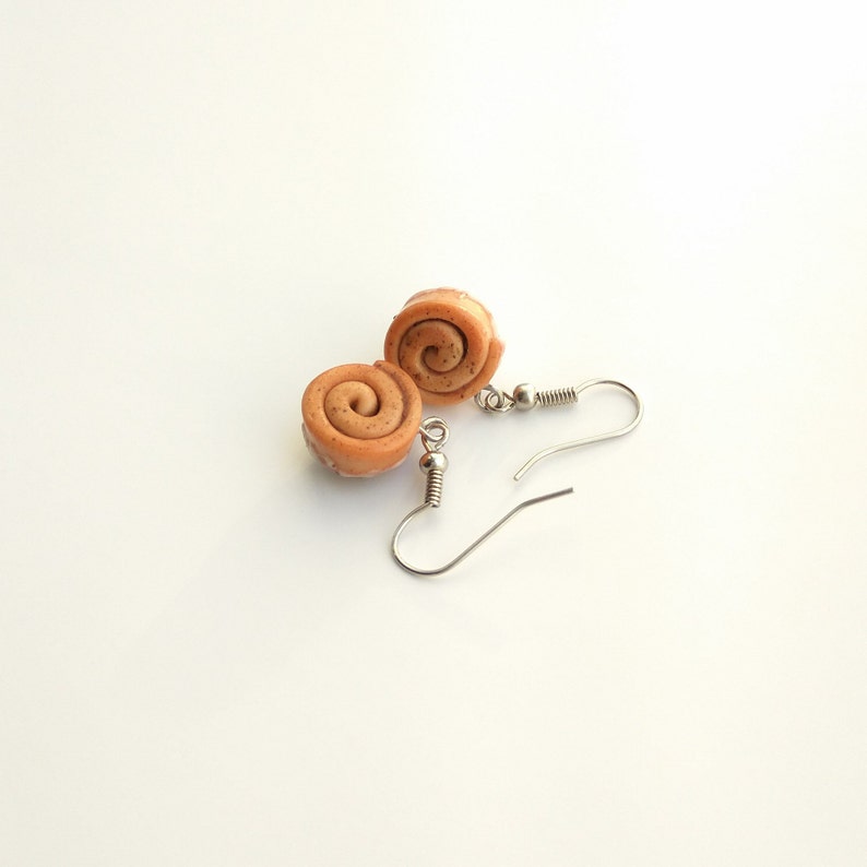 Cinnamon bun dangle earrings Cinnamon roll polymer clay Etsy