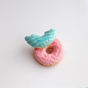 Pink Blue Donut Brooch, Miniature Donut Jewelry, Donut Lover Gift