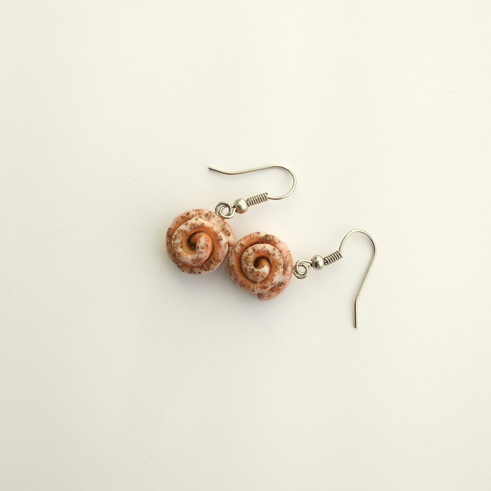 Cinnamon bun dangle earrings Cinnamon roll polymer clay Etsy