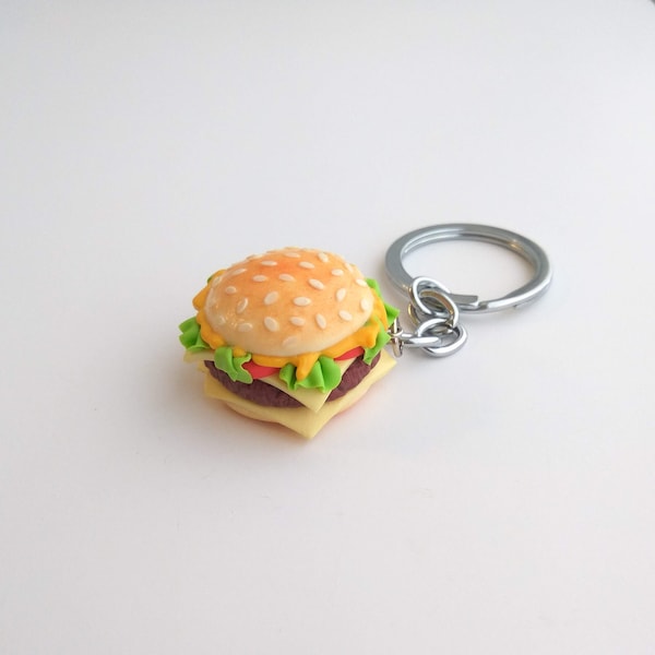 Porte-clés Burger, bijoux Hamburger, accessoire de restauration rapide miniature