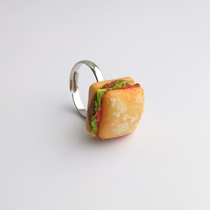 Ciabatta Ring, Italian Food Rings, Burger Jewelry, Realistic Food