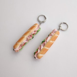 Ham Sandwich Earrings, Miniature food jewelry