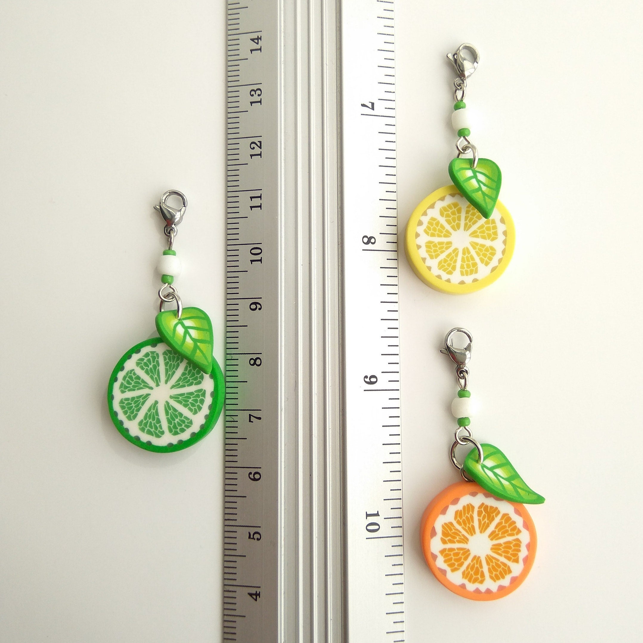 Lemon Orange Lime Charm Cute keychains Handbag charms Citrus Etsy