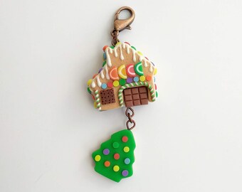 Gingerbread House Christmas Charm: Polymer Clay Holiday Jewelry