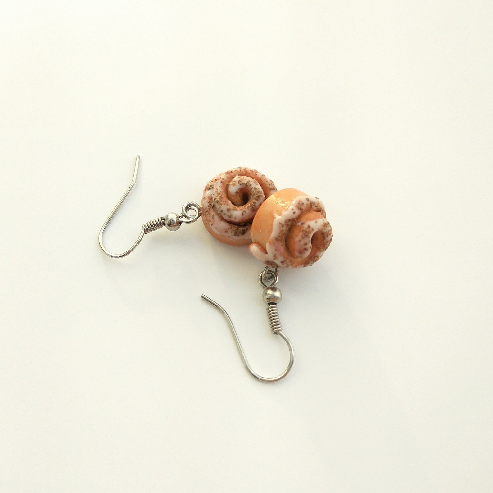 Cinnamon bun dangle earrings Cinnamon roll polymer clay Etsy
