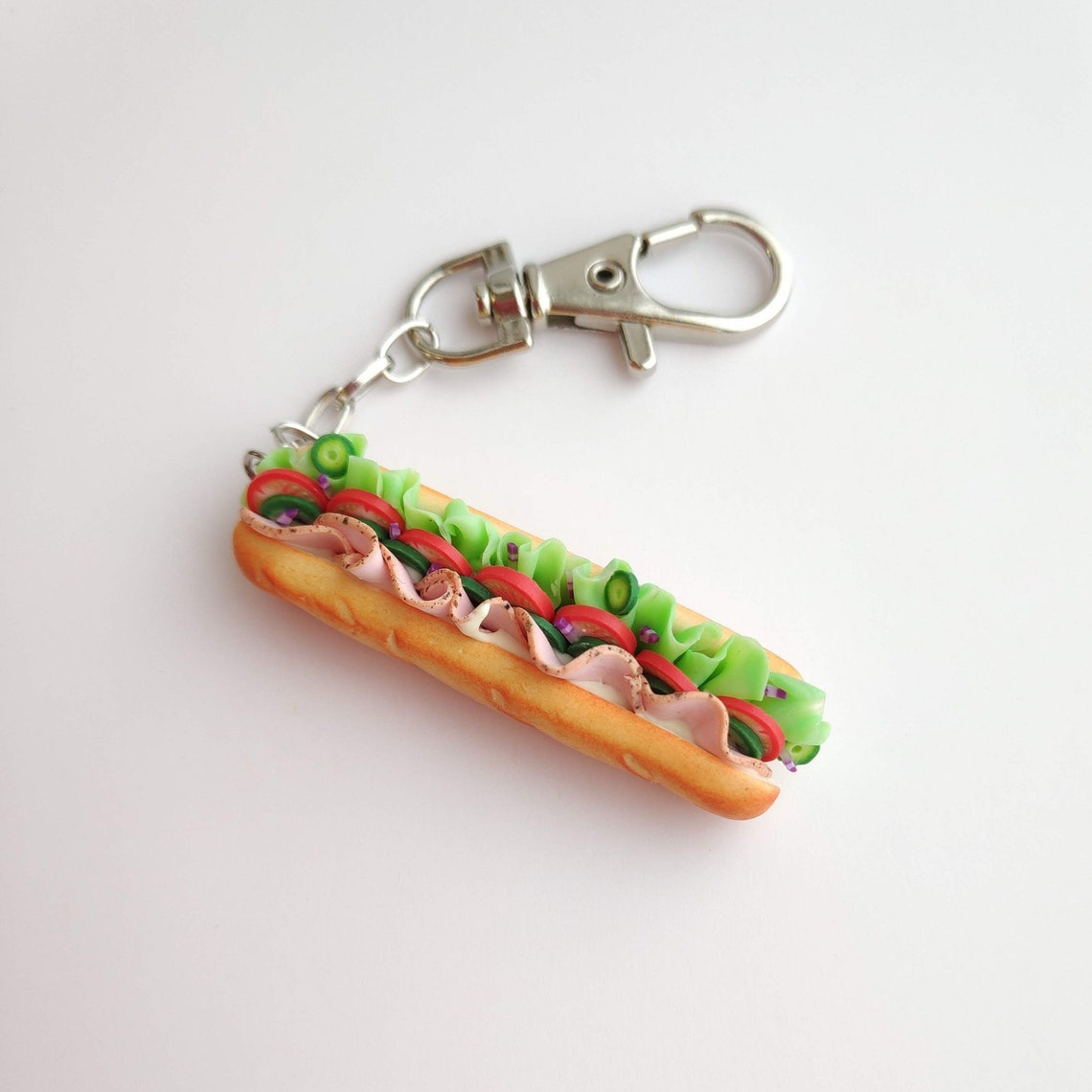 Ham Sandwich Charm Food Keychain Fast Food Jewelry Etsy